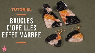 TUTO  Boucles dOreilles Effet Marbre en Pâte Polymère [upl. by Lorelle972]