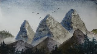 Rocky Mountains  Watercolor Painting Study  By Vamos [upl. by Auqinom]