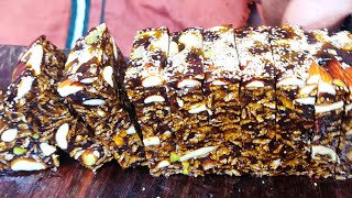 Dry Fruit Halwa Making  Dates Halwa Recipe  Dry Fruit Barfi Recipe  Indian Sweets Making Videos [upl. by Ekoorb]