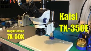 Kaisi TX350E Trinocular SimulFocal Stereo Microscope review [upl. by Nolrah397]