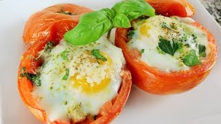 Tomates Rellenos Con Huevos Al Horno  Receta Facil y Delisiosa [upl. by Neret]