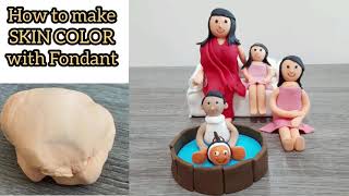 How to make Skin color Fondant Fondant Beginners Sugar Crafts Mixing of Fondant Samias Kitchen [upl. by Osnola]