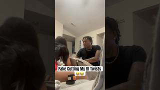 Fake Cutting Off My Bf Twists 😂 funny prank couple [upl. by Hansel520]