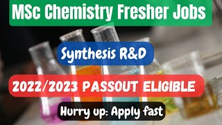 MSc Chemistry Fresher Jobs in CRO  Synthesis RampD [upl. by Alderson413]