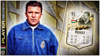 PRIME ICON MOMENTS 95 RATED FERENC PUSKAS PLAYER REVIEW  FIFA 22 ULTIMATE TEAM  GALLOPING MAJOR [upl. by Brindle]