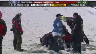 Caleb Moore Crash Video  Snowmobiler Dies at X Games 2013 [upl. by Ladd]