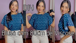 Costura de Blusa com 80cm de viscose Corte e costura sem molde para Iniciantes DIY [upl. by Reiner300]