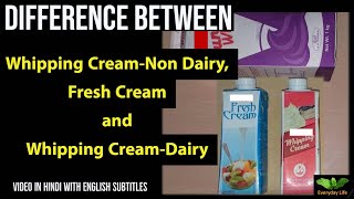 Cream  What is Fresh Cream and Whipping CreamNon Dairy amp Dairy  क्रीम के प्रकार  39 [upl. by Hollerman]