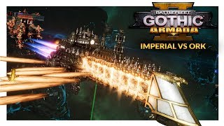 BATTLEFLEET GOTHIC ARMADA 2  Imperial Navy vs Orks 1v1 Gameplay Ranked Battle 27 [upl. by Alena]