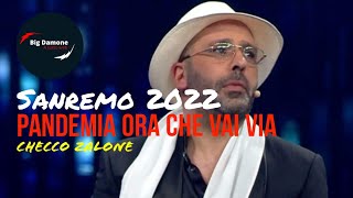 🤣 Checco ZALONE a SANREMO 2022 in versione virologo canta quotPandemia ora che vai viaquot [upl. by Yrro]