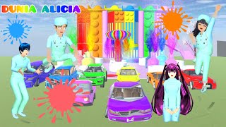 Yuta Mio Kumpul Mobil Cat Serba Warna Warni 🌈Pelangi 😱 Sakura School Simulator  Dunia Alicia [upl. by Ahsima264]