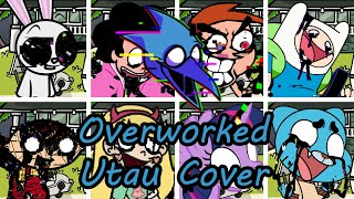 Overworked but Every Turn a Different Character SingsFNF Overworked but Everyone  UTAU Cover [upl. by Kos]