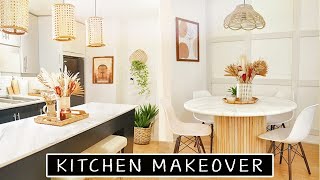 Extreme DIY Kitchen Makeover Rental Friendly  diy countertops diy table diy lighting amp more [upl. by Westbrooke]