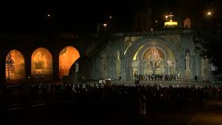 Procession aux flambeaux at the Sanctuaire de Lourdes  8 December 2022 [upl. by Oniliuqnart]