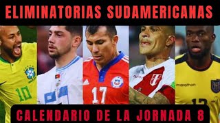 CALENDARIO DE LA JORNADA 8  Eliminatorias Sudamericanas rumbo al MUNDIAL 2026 [upl. by Inalaeham771]