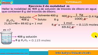 Parte 16 ConcentracionesSolucionesMolalidadEjercicio 2 [upl. by Wini]