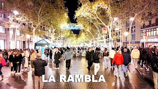 Barcelona Navidad 🎄 La Rambla 🎅 Barcelona 2023 España 4K [upl. by Yraillih]