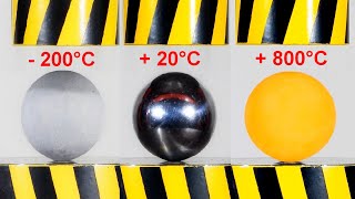 HYDRAULIC PRESS VS STEEL BALLS OF DIFFERENT TEMPERATURES [upl. by Isidora]