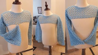 Easy Fishnet Sleeves  Shrug  Crochet Tutorial Bolero [upl. by Heidie]