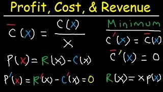 Marginal Revenue Average Cost Profit Price amp Demand Function  Calculus [upl. by Urson]