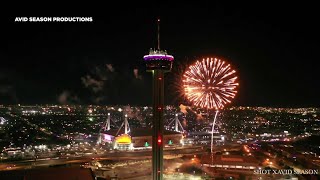 WATCH Fireworks kick off the new year near the Tower of Americas near the Alamodome [upl. by Ecela881]