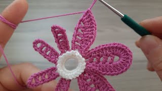 Very Easy Flowers Crochet Knitting Pattern Tutorial 💮 Knitting Love Muhteşem çiçek örgü modeli [upl. by Runstadler161]