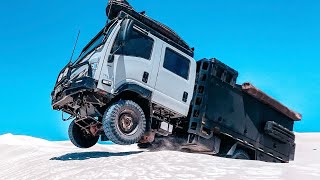 AIRBORNE BOGGED CHAOS PUSHING our TRUCK to its LIMITS at LANCELIN SAND DUNES ISUZU NPS 4X4 [upl. by Georgeanne]