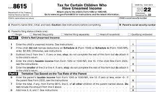 IRS Form 8615 walkthrough Taxes For Certain Children With Unearned Income [upl. by Seluj]