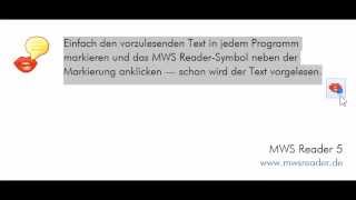 MWS Reader 5  Texte vorlesen lassen durch einfaches Markieren auf dem Bildschirm [upl. by Nickie]