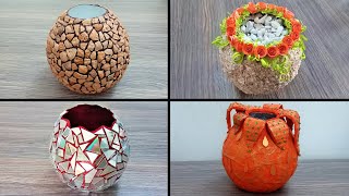 How to make vase from balloon and paper  DIY Flower Vase  8 Ideas [upl. by Asilana]