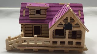 Woodcraft Construction Kit DIY Assembly HOUSE A [upl. by Crandall215]