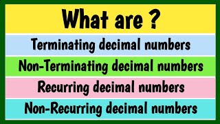 Terminating and NonTerminating decimal numbers  Recurring and NonRecurring decimal numbers [upl. by Nahtad508]