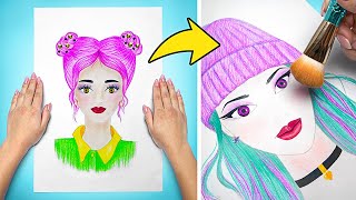 Trasformazione completa delle bambole di carta  Tutorial di trucco realistico 🥰 [upl. by Ahsinahs]