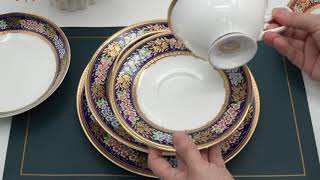 Professional Luxury dinnerware set plates fine bone china red blue color  KAROSA CHINAWARE [upl. by Akaya439]