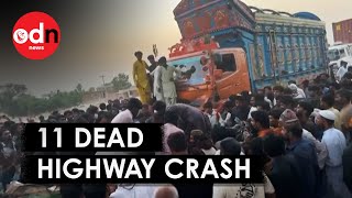 At least 11 dead after a highway crash in Pakistan [upl. by Enirod]