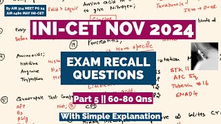 INICET RECALL NOV 2024 PART 5  Qns 60 to 80 With Simple Answers in 7 Minutes inicet [upl. by Emorej]