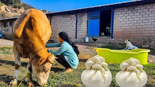 Fresh Adana Cheese from Cows Milk A Village Tradition 🐄🍃Cooking homemade bread by Village women [upl. by Fiester]