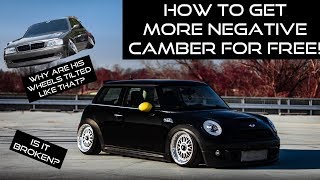 HOW TO GET MORE NEGATIVE CAMBER FOR FREE How to slot your strut towers  Negative camber any car [upl. by Maxima354]