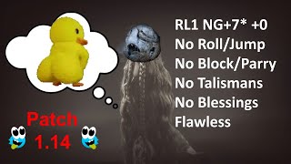 Patch 114 DLC Radahn  RL1 NG7 0 No RollJumpBlockParryTalismansBlessingsBacksteps [upl. by Oralie22]