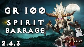 GR100 Witch Doctor  Spirit Barrage  Diablo 3 243 PTR [upl. by Joette]