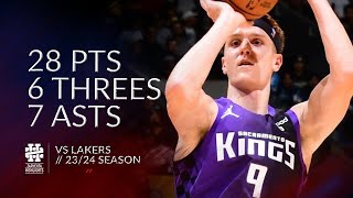 Kevin Huerter 28 pts 6 threes 7 asts vs Lakers 2324 season [upl. by Cohligan]