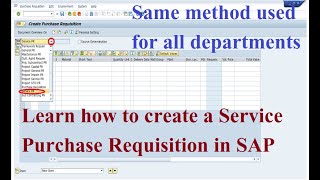 12 How to create a service purchase requisition in sap mm by using ME51N [upl. by Joub]