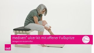 mediven® ulcer kit anlegen mit Anziehhilfe  offene Fußspitze  Kompressionstherapie offenes Bein [upl. by Kella]