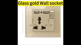 Glass gold type 146 dualposition multifunction threehole USB wall switch socket design solution [upl. by Ichabod]