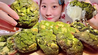 ASMR Matcha White Chocolate Cookies【Mukbang Eating Sounds】【English subtitles】 [upl. by Eelyac]