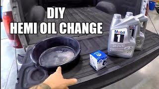 HOW TO CHANGE YOUR ENGINE OIL  DIY  57L HEMI  DODGE RAM 1500 2500 [upl. by Lerner]