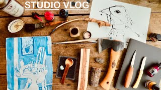 STUDIO VLOG n19 MAKING ART WITH HANDMADE PENS [upl. by Nedyaj]