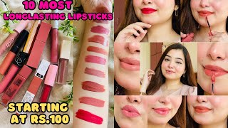 10 MostBest Affordable Long Lasting Lipsticks 2023  Peachy NudesPinky NudeCorals Red Lipsticks [upl. by Bambie]