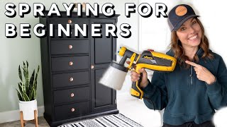 Using A Paint Spray Gun for Beginners  Smooth Furniture Makeover [upl. by Bevus]