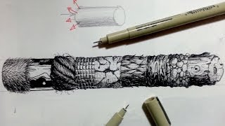 Pen amp Ink Drawing Tutorials  How to create realistic textures Part 2 [upl. by Ecnarepmet]